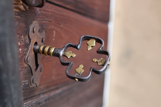 Ornamental key at Hackas church in Jamtland, Sweden photo
