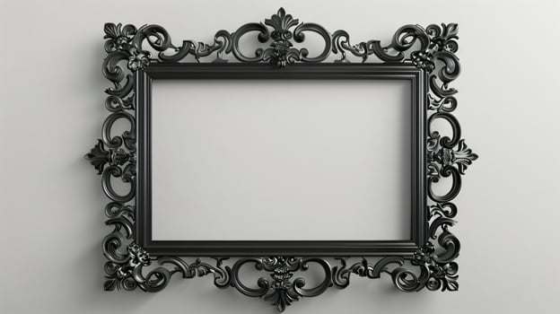 Ornate Black Picture Frame on Light Background for Elegant Display photo