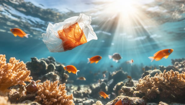 Plastic pollution in the ocean photo
