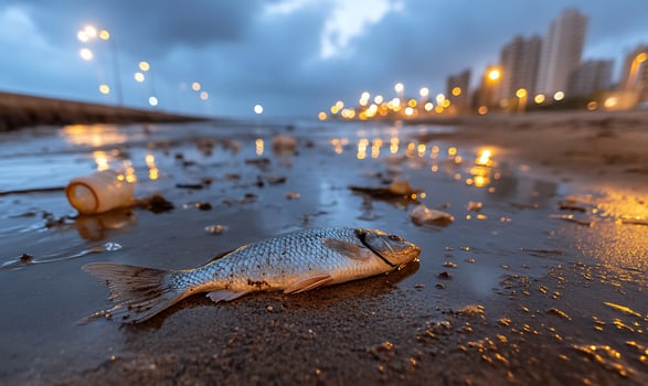 A dead fish on the beach photo