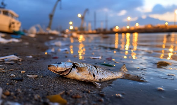 A dead fish on the beach photo
