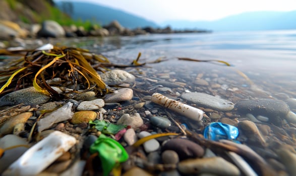 Plastic pollution in the ocean photo