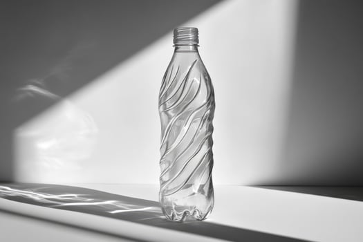 A Single Clear Plastic Water Bottle in a Monochromatic Setting photo
