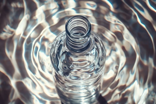 A Clear Glass Bottle Reflecting Water Ripples photo