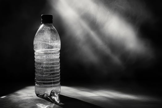 Single Water Bottle with Dramatic Lighting and Smoke Effect photo