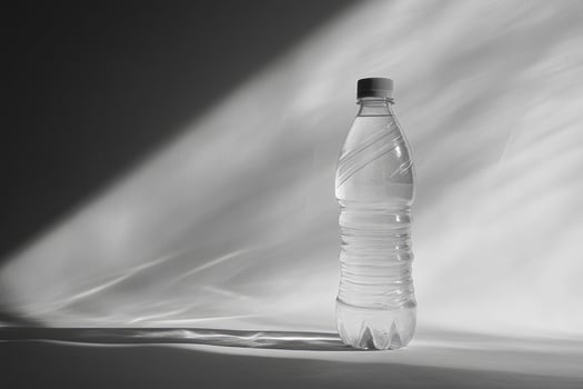 Single Plastic Water Bottle with White Cap on White Surface photo