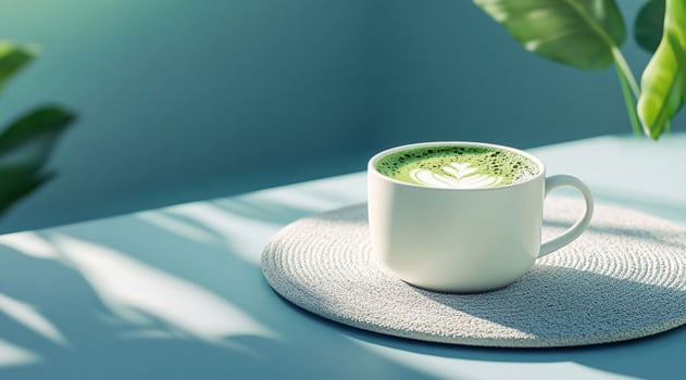 Matcha green tea with milk photo