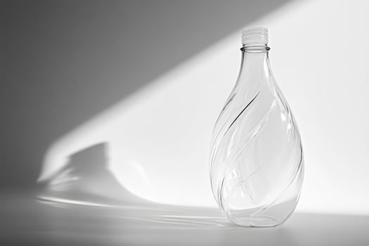 Transparent Twisted Plastic Bottle on White Background photo