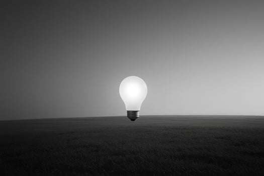 A Single Illuminated Lightbulb Standing in a Field of Grass photo