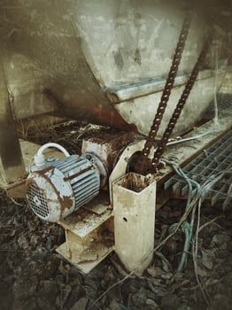 Grungy shot of an old industrial electric motor photo
