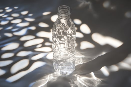 A Clear Plastic Water Bottle with Light Patterns photo