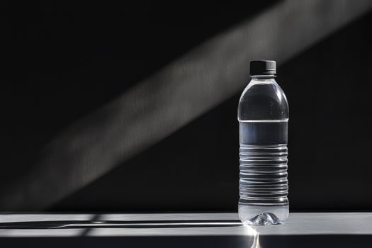 A Single Water Bottle in a Dramatic Light Setting photo