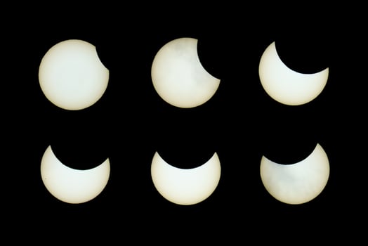 Composite of different phases of solar eclipse on June 10th 2021, shot in northern Sweden photo