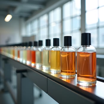 Sensory Symphony Unlabeled Aromatic Perfumes in a Minimalist Laboratory photo