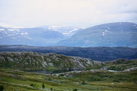 Lake and mountain landscape in Swedish Lapland photo