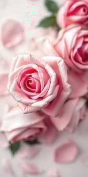 Beautiful pink roses arranged elegantly with delicate petals on a soft background photo
