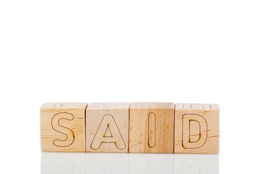 Wooden cubes with letters said on a white background photo
