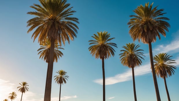 Palm trees in the sun on a beach photo