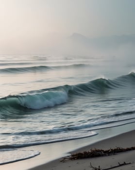 A person is standing on the beach with a surfboard photo