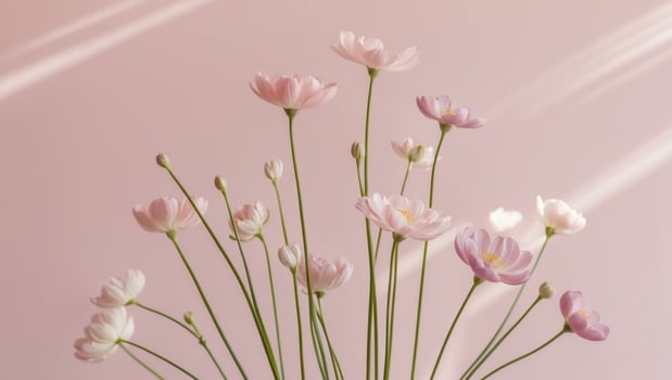 Pink and Purple Flowers on Pink Background photo