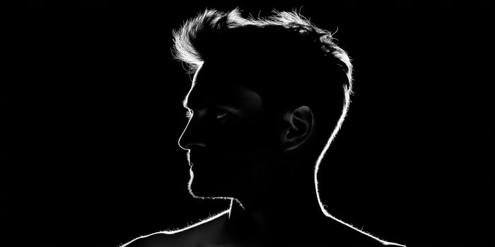 A man in silhouette against a black background photo