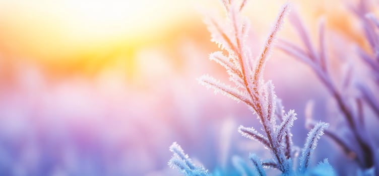 Frosty grass with the sun in the background photo