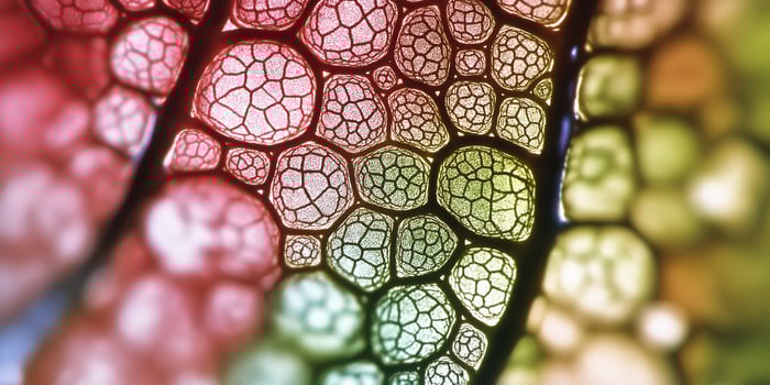 Microscopic view of colorful cellular structures photo