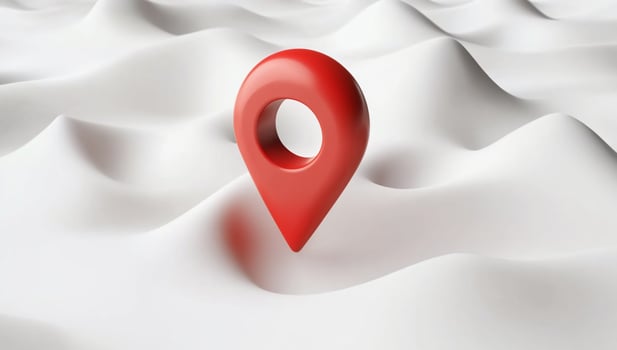 A red pin is in the middle of a white background photo