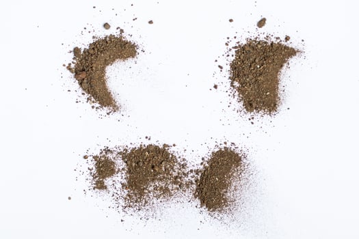 Dirt, soil isolated on white background, top view photo