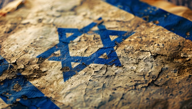 Closeup of electric blue flag with Star of David symbol photo