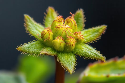 Close-up of a unique green plant with budding features. photo