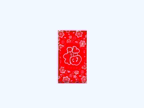 A vibrant red envelope or angpao or angpau or red packet used for gifting money during celebrations with gold floral patterns and a Chinese character for good fortune or prosperity photo