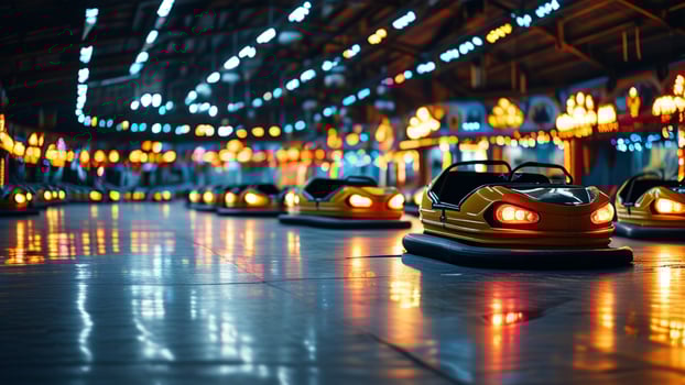 Bumper cars at night, amusement park photo
