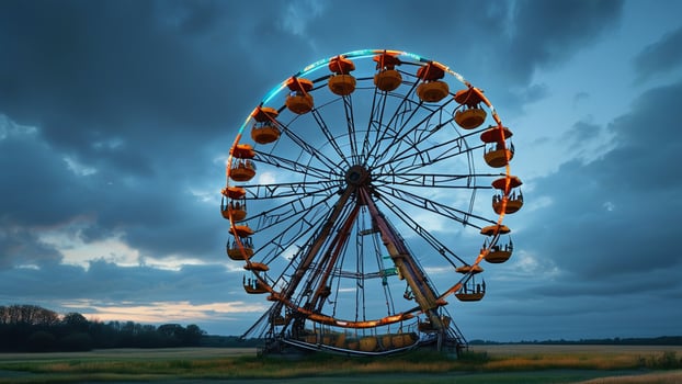 Ferris wheel at dusk, cloudy sky photo