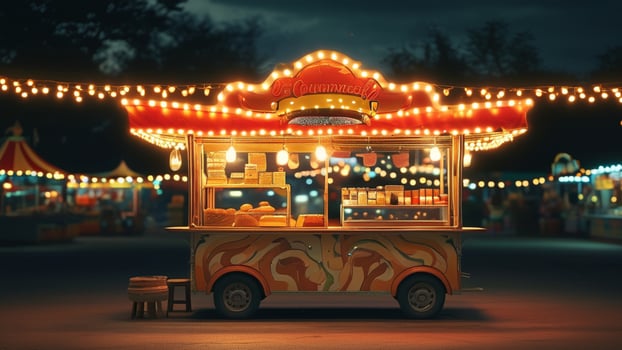 Night food stall at a funfair photo