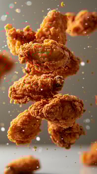 Vertical shot of wings, fast food, chicken, fried, golden, isolated on white, photography photo