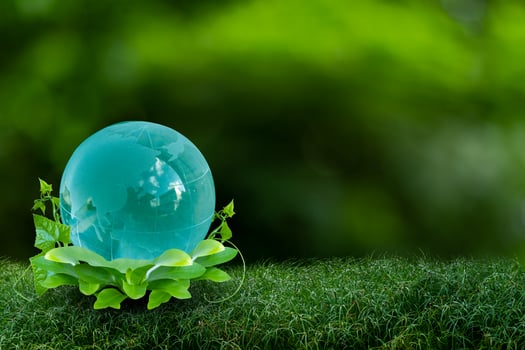 3D illustration Renewable energy concept Earth Day or environmental protection Protect the forests that grow on the ground and help save the planet. photo