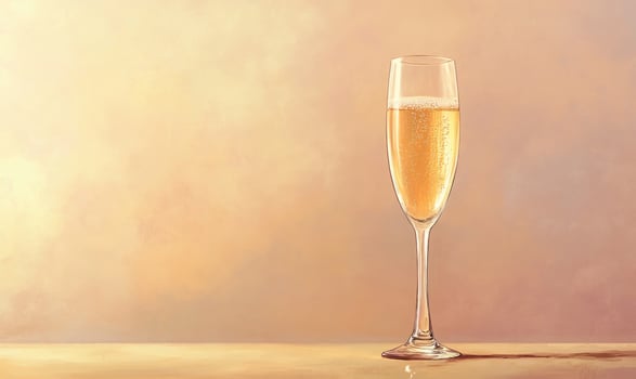 A glass of champagne is sitting on a table photo