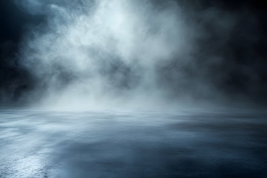 A dark and foggy night sky with a full moon photo