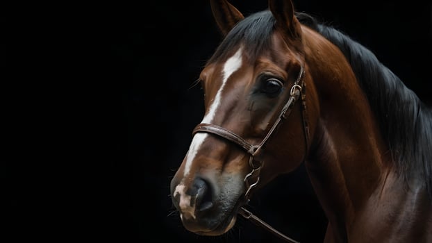 Elegant Orlov Trotter Horse Portrait Against a Dark Background photo