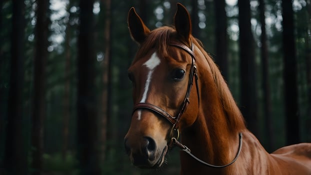 Red Trakehner Mare in the Forest photo