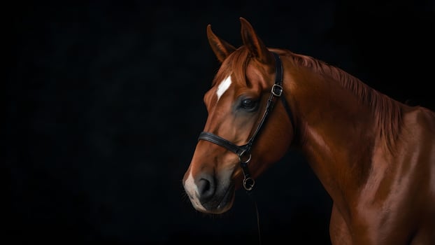Stunning Red Horse Portrait Against Black Background photo