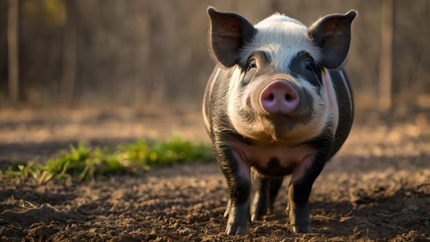 Adorable Pot Bellied Pig Standing in a Field photo