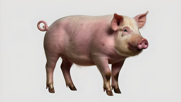 Pink Pig Standing On White Background photo