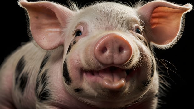 Happy Baby Piglet Smiling with Big Pink Nose photo