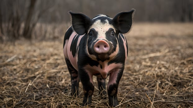Black and Pink Spotted Pig in a Field photo
