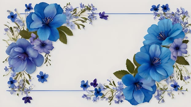 Blue Floral Frame Border on White Background photo
