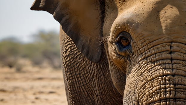 Weathered Elephant Eye Close Up in African Savanna photo