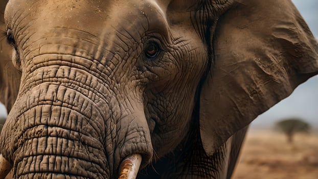 Majestic African Elephant Close Up in Savanna photo