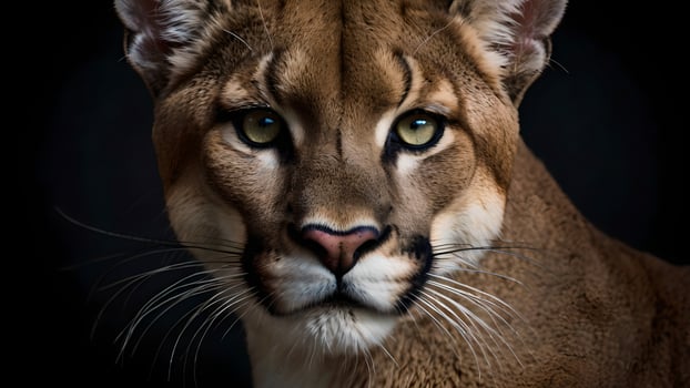 Majestic Puma Portrait Intense Gaze Black Background photo